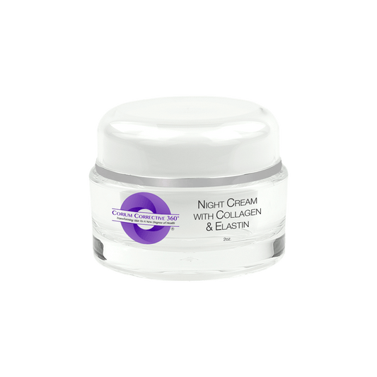 Corium Corrective 360° Night Cream with Collagen & Elastin firming overnight rejuvenation cream jar.